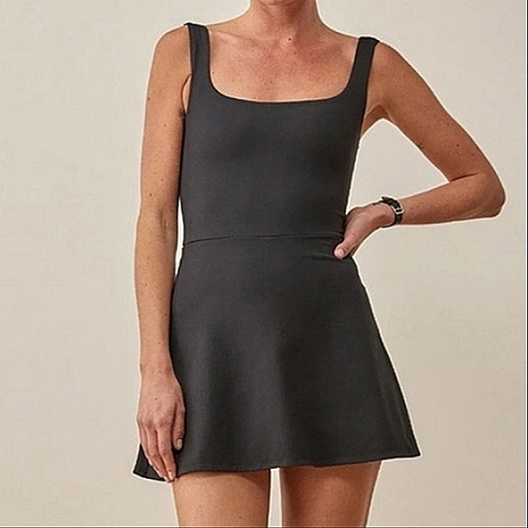 NWT Reformation Amy Ecostretch Fit Flare Tank Dress sz Large Black - Picture 5 of 5